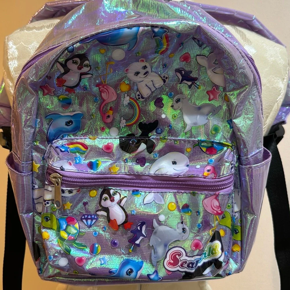 SeaWorld Iridescent Marine Animals Top Zip Mini Backpack